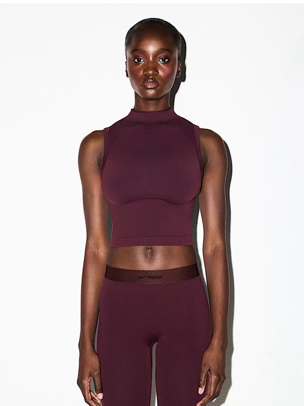 NWOT NikeSkims Mock neck crop bra top size medium color Currant